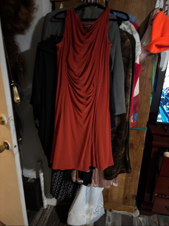 Sleeveless Draped Midi Dress in Rust - P2P:23, Length:37 - Picture 5 of 7